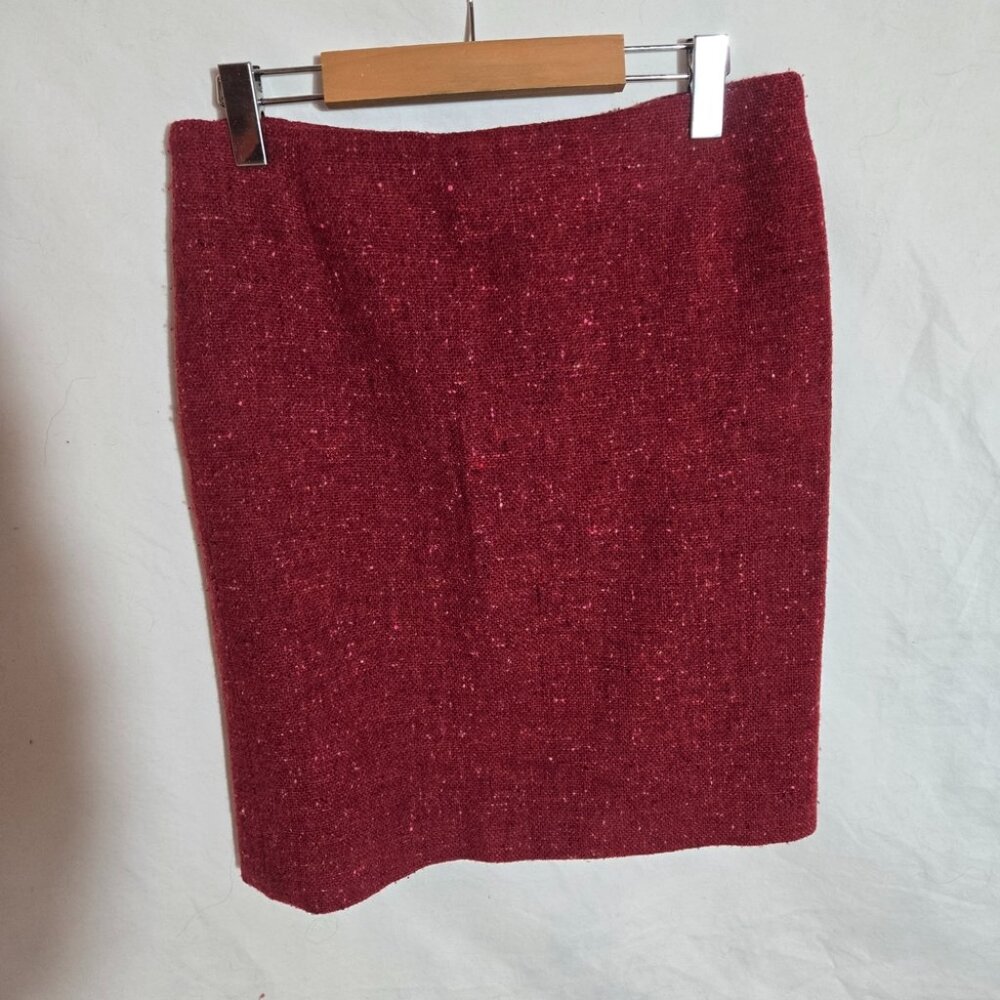 Akris Punto Textured Red Pencil Skirt